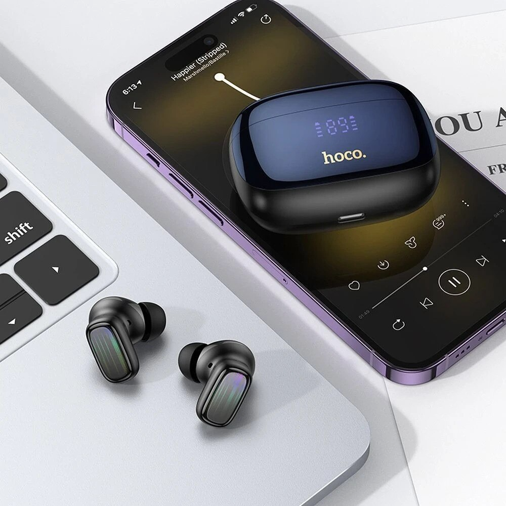 Auricolare Bluetooth HOCO EQ20, TWS, ANC, MultiPoint, Nero