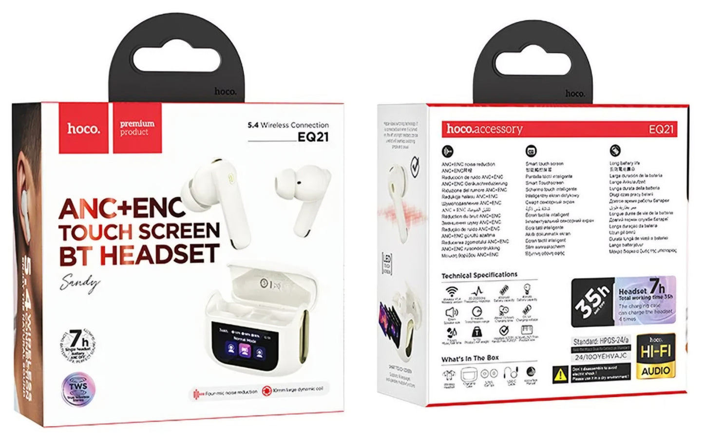Auricolari Bluetooth HOCO EQ21, TWS, ANC, Bianco