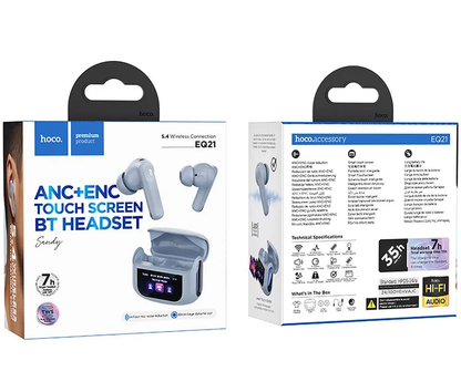Auricolare Bluetooth HOCO EQ21, TWS, ANC, Blu