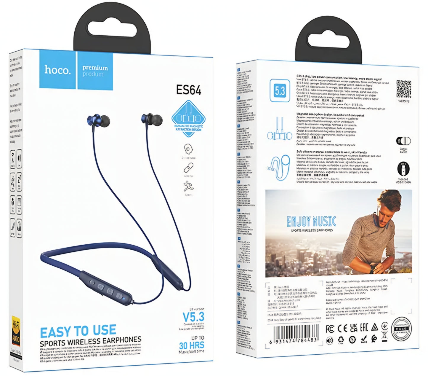 Auricolare Bluetooth HOCO ES64, A2DP, Blu