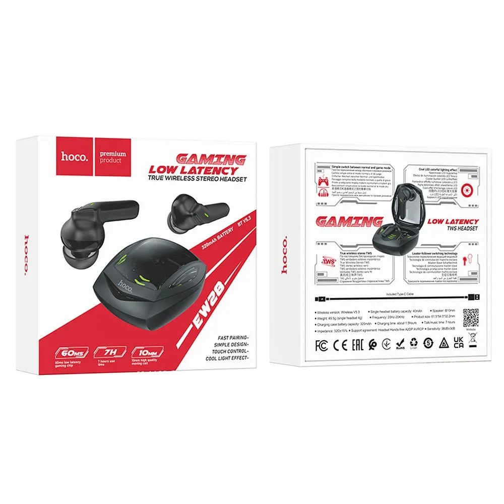 Auricolare Bluetooth HOCO EW28, TWS, Nero