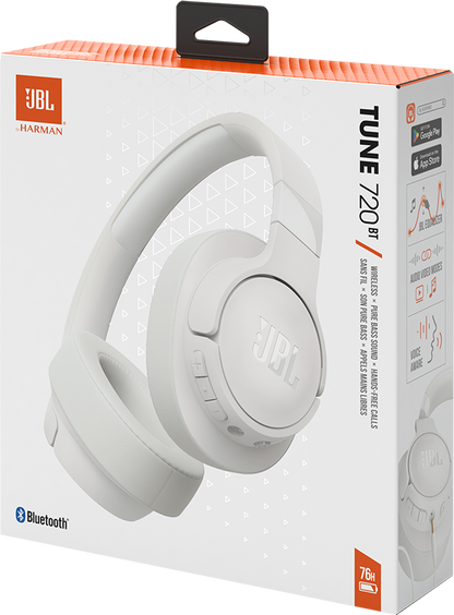 Handsfree Bluetooth JBL Tune 720BT, MultiPoint, A2DP, Bianco, Ricondizionato JBLT720BTWHT