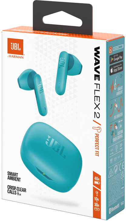 Auricolare Bluetooth JBL Wave Flex 2, TWS, ANC, MultiPoint, Blu JBLWFLEX2BLU