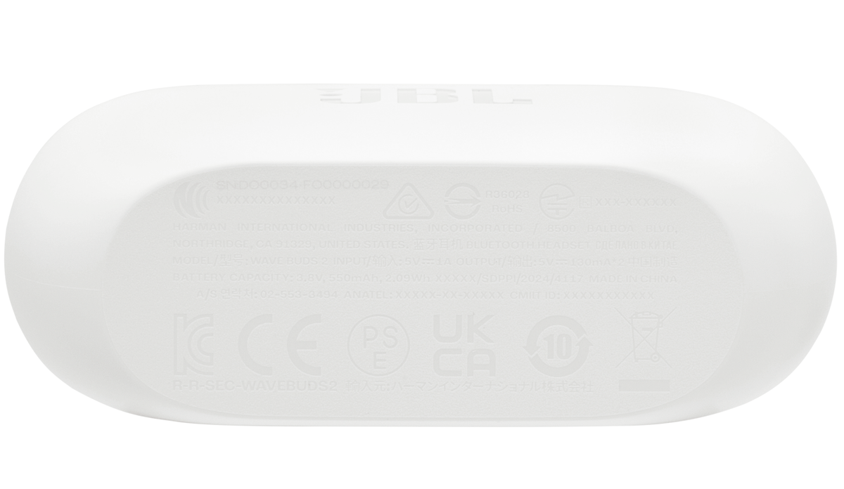 Auricolare Bluetooth JBL Wave Buds 2, TWS, ANC, MultiPoint, Bianco JBLWBUDS2WHT