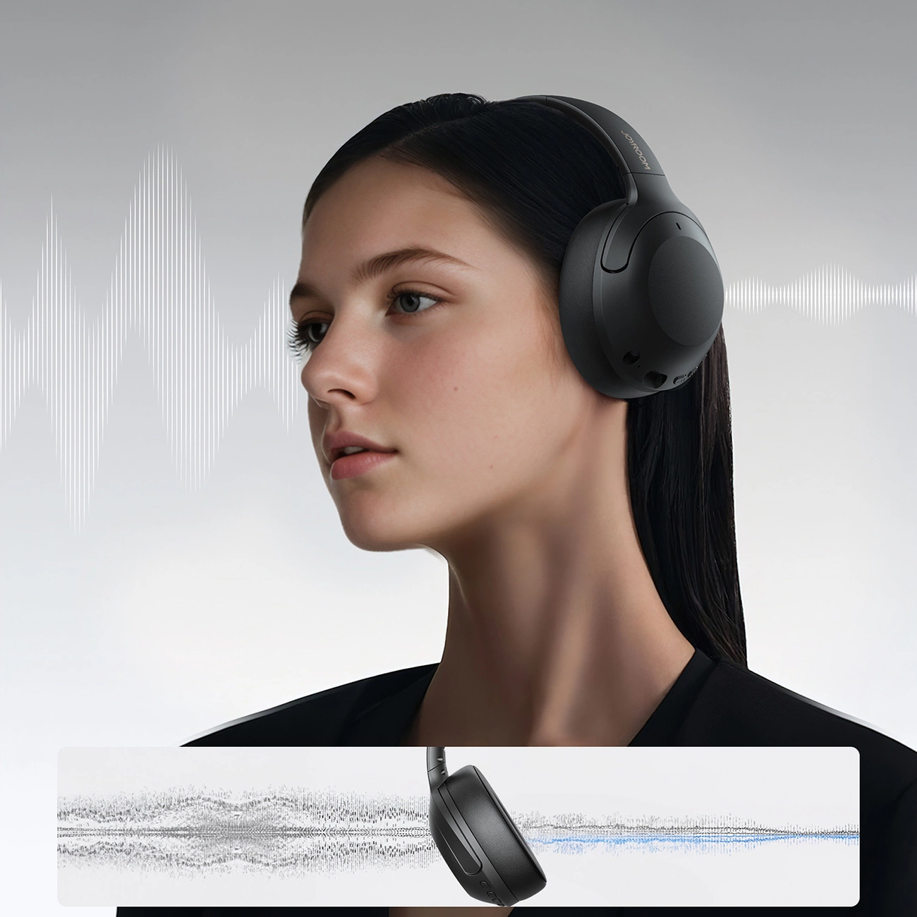 Auricolare Bluetooth Joyroom JR-JH2, A2DP, ANC, Nero