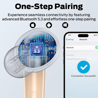 Handsfree Bluetooth Monster N-Lite 203 AirLinks, TWS, Oro