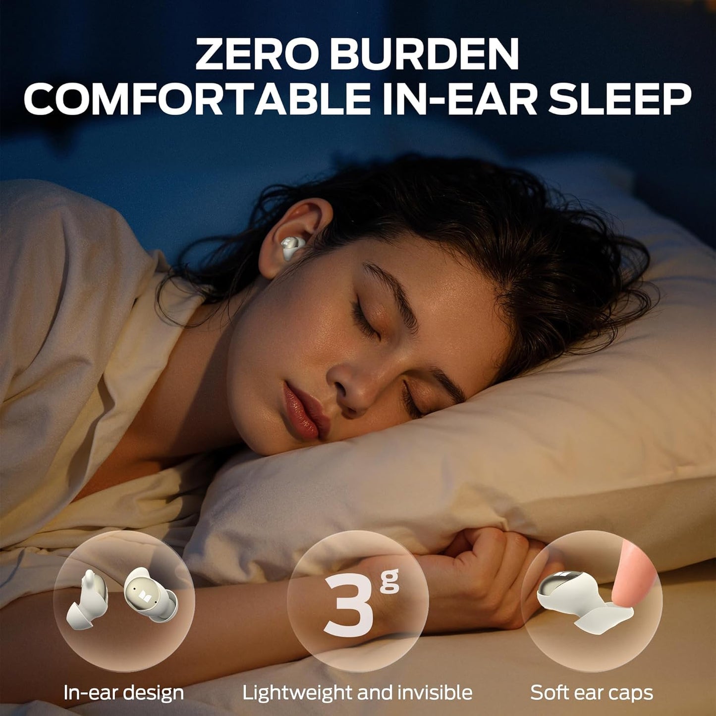 Handsfree Bluetooth Monster Sleep Ear200, TWS, ANC, Oro