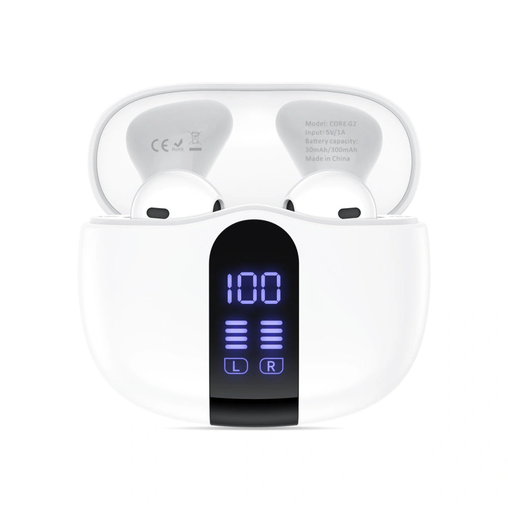Auricolare Bluetooth Tech-Protect Ultraboost Core G2, TWS, Bianco
