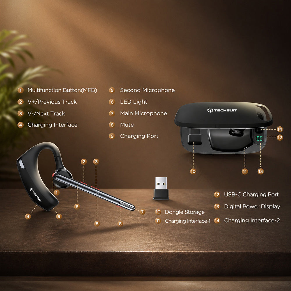 Cuffia Call Center Bluetooth Techsuit SoundForce Pro G10, A2DP, Nero