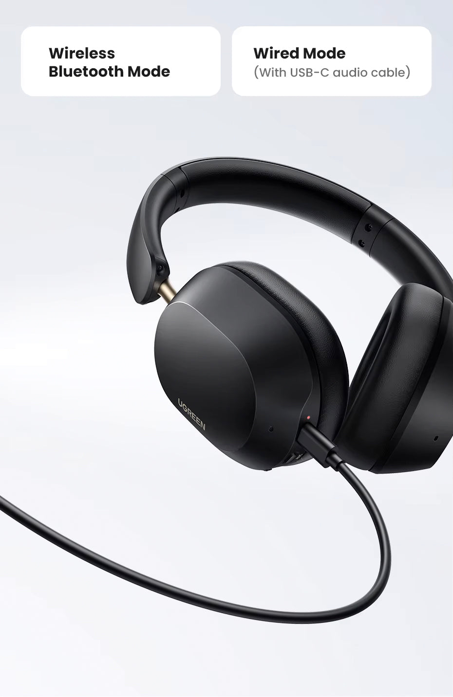 Auricolare Bluetooth UGREEN HP203, A2DP, ANC, Nero