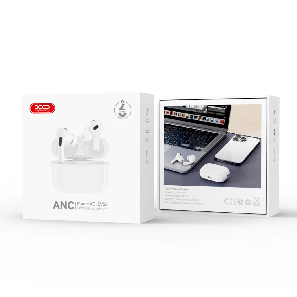 Auricolare Bluetooth XO Design EV53, TWS, ANC, Bianco
