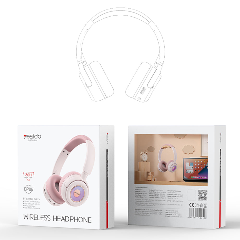 Handsfree Bluetooth Yesido EP06 Kids, A2DP, Nero