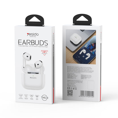Auricolare Bluetooth Yesido TWS31, TWS, Bianco