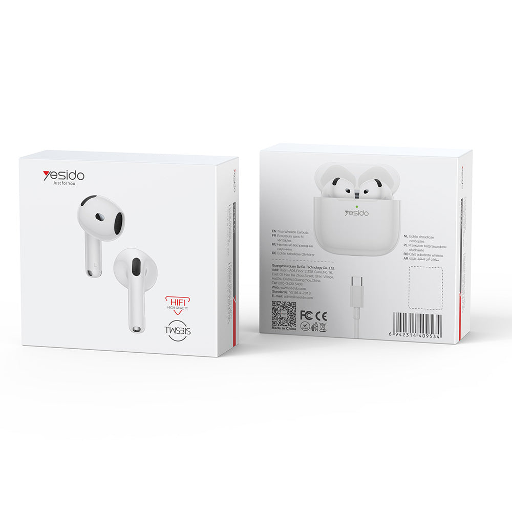 Auricolari Bluetooth Yesido TWS31S, TWS, Bianco