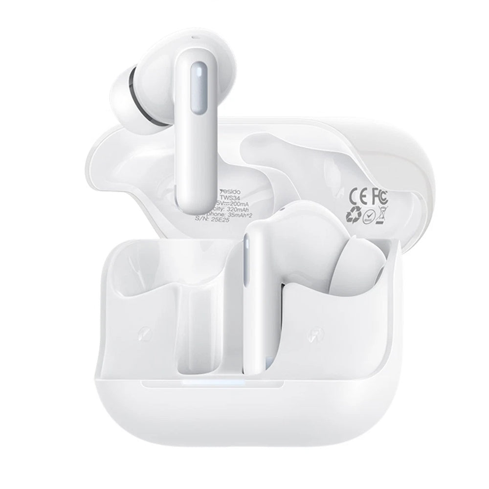 Auricolare Bluetooth Yesido TWS34, TWS, ANC, Bianco