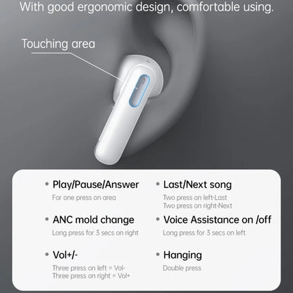 Auricolare Bluetooth Yesido TWS34, TWS, ANC, Bianco