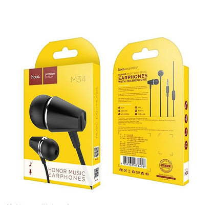 Handsfree 3.5mm HOCO M34 Honor Music, Nero
