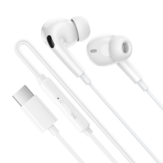 Auricolari USB-C Borofone BM100 Pro Fuente, Bianco