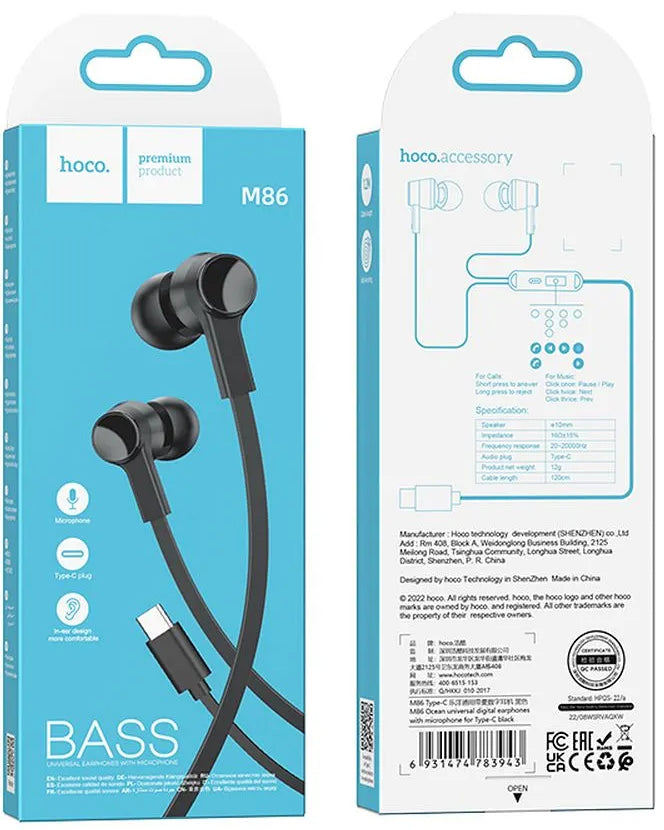 Auricolare USB-C HOCO M86, Nero