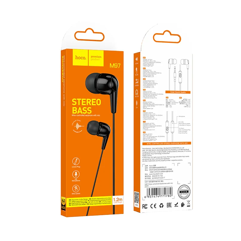 Auricolare USB-C HOCO M97, Nero