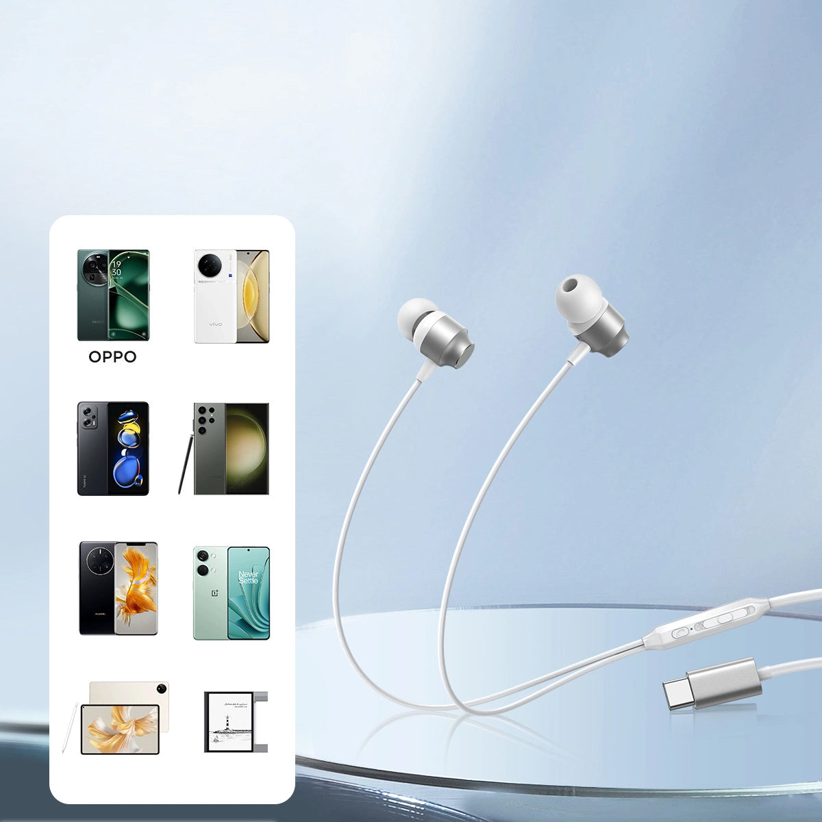 Handsfree USB-C Joyroom JR-EC06, Silver