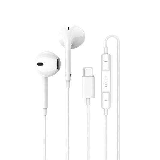 Handsfree USB-C Lito LF01T, 1.2m, Bianco