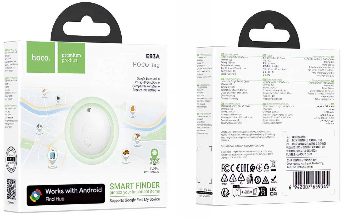 HOCO SmartTag E93A per la serie Android, Nero