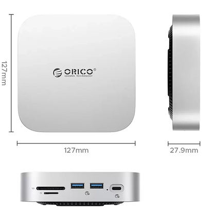 Hub Multifunzionale Orico MiniLink M48PR per Apple Mac Mini M4, 9in1, Argento