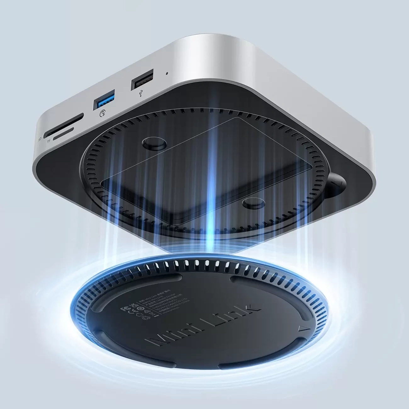 Hub Multifunzionale Orico MiniLink M48PR per Apple Mac Mini M4, 9in1, Argento