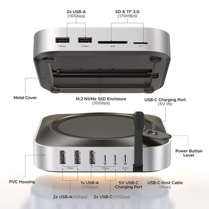 Hub Multifunzionale UGREEN CM841A (95094) per Apple Mac Mini M4 / Pro, 10in1, Grigio