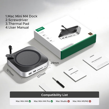 Hub Multifunzionale UGREEN CM841A (95094) per Apple Mac Mini M4 / Pro, 10in1, Grigio