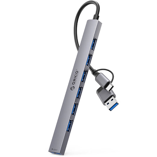 Hub USB / USB-C Orico YSA2-U3, 1 x USB-A 3.0 - 6 x USB-A, Grigio