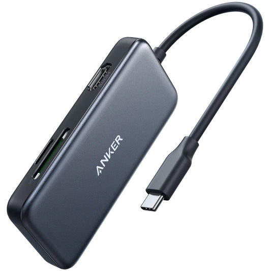 Hub USB-C Anker, 2 x USB-A 3.0 - 1 x HDMI - 1 x SD - 1 x microSD, Nero A8334HA1