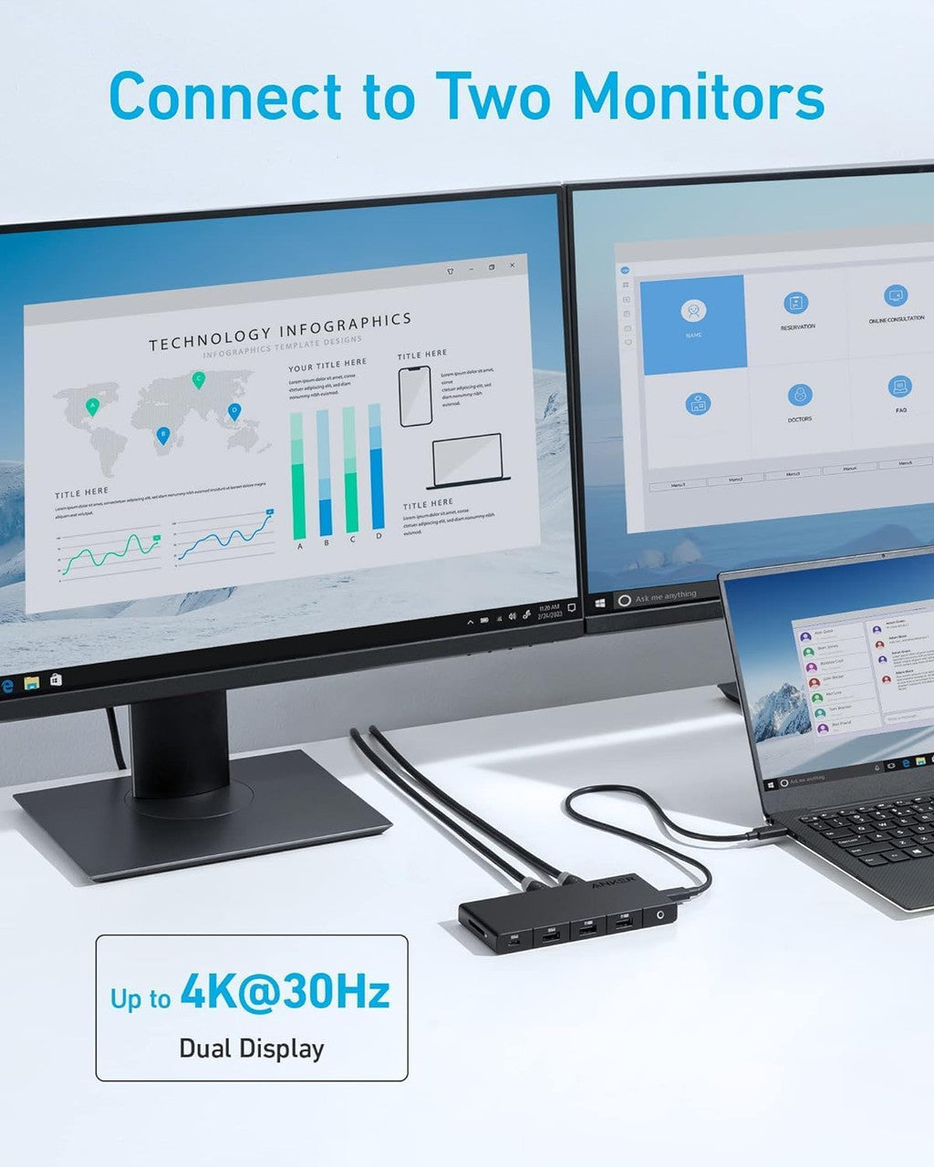 Hub USB-C Anker, 1 x USB-A 3.0 - 2 x USB-A - 3 x USB-C - 2 x HDMI - 1 x RJ45 - 1 x SD, Nero A83A2G11