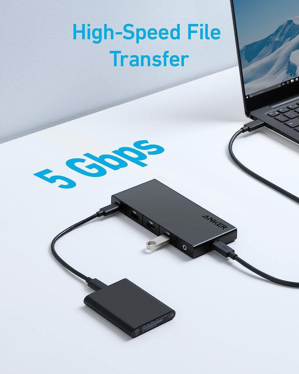 Hub USB-C Anker, 1 x USB-A 3.0 - 2 x USB-A - 3 x USB-C - 2 x HDMI - 1 x RJ45 - 1 x SD, Nero A83A2G11
