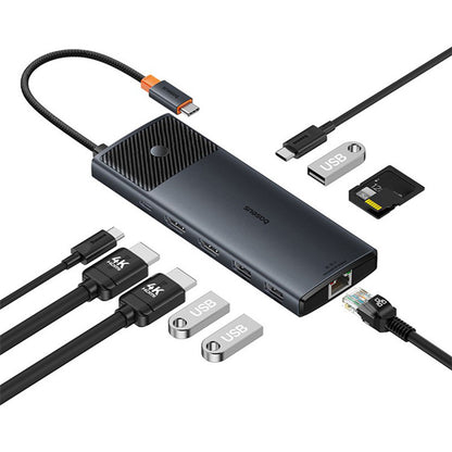 Hub USB-C Baseus Gleam II, 10in1, Nero B0114200