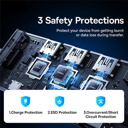 Baseus UltraJoy USB-C Hub, 4 x USB-A 3.0 - 1 x USB-C - 1 x HDMI - 1 x VGA, Gray B00052803811-01