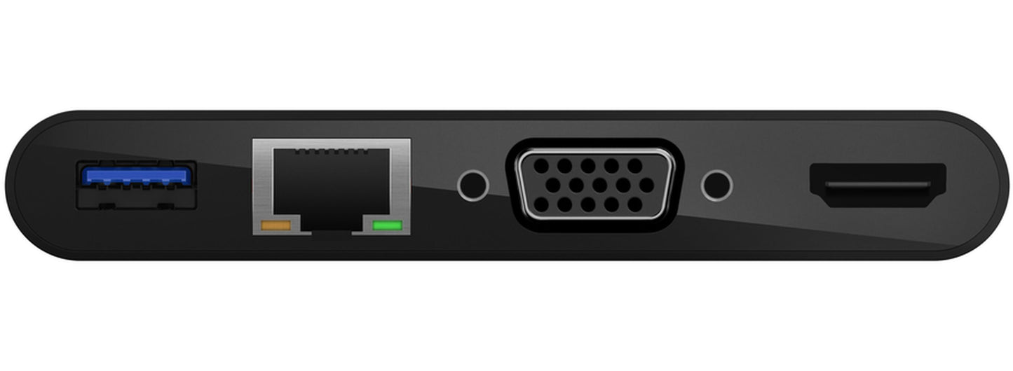 Hub USB-C Belkin Connect, 1 x USB-A 3.0 - 1 x USB-C - 1 x HDMI - 1 x VGA - 1 x RJ45, Nero AVC004btBK