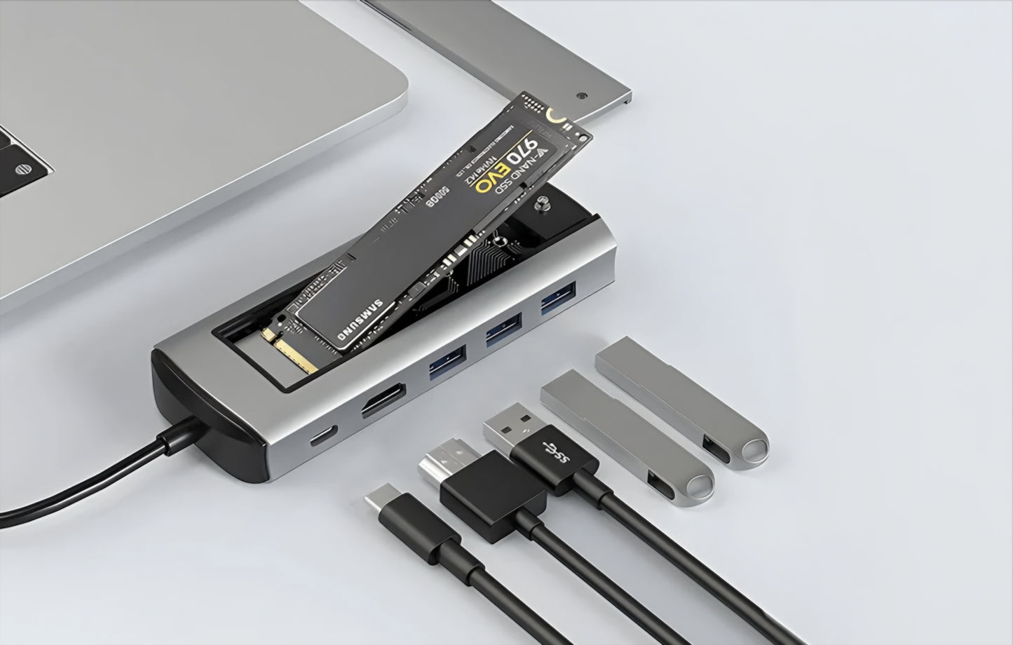 Hub USB-C BlitzWolf BW-Neo TH13, 3 x USB-A 3.0 - 1 x USB-C - 1 x Display Port - 1 x Interfaccia SSD, Grigio