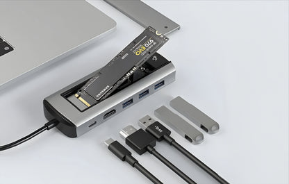 Hub USB-C BlitzWolf BW-Neo TH13, 3 x USB-A 3.0 - 1 x USB-C - 1 x Display Port - 1 x Interfaccia SSD, Grigio