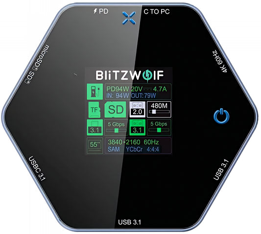 Hub USB-C BlitzWolf BW-TH16, 8in1, Grigio
