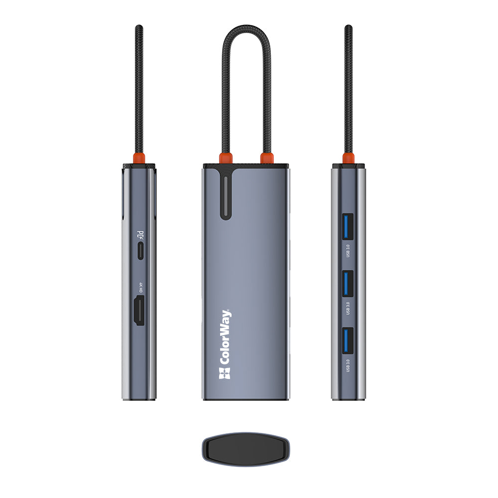 Hub USB-C ColorWay CW-HUB01, 5in1, Argento