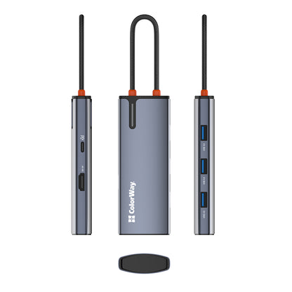 Hub USB-C ColorWay CW-HUB01, 5in1, Argento