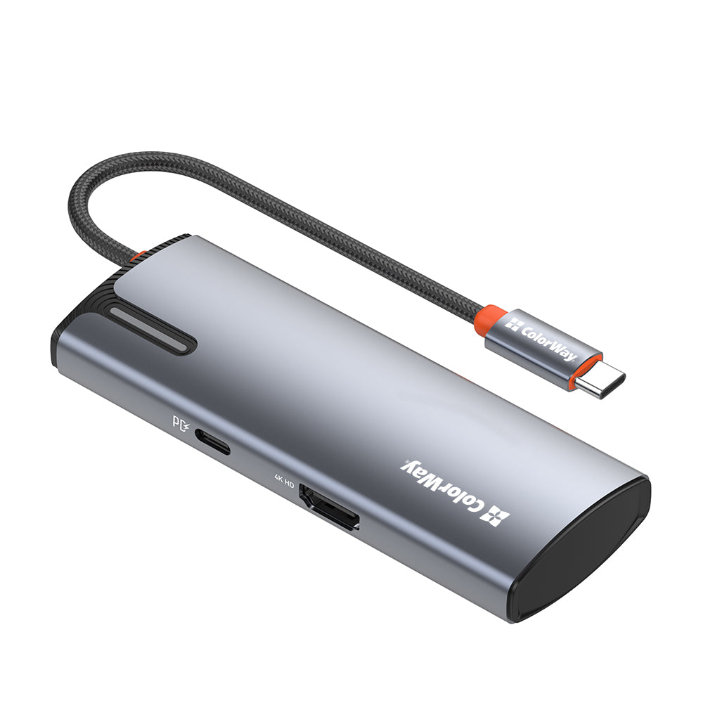Hub USB-C ColorWay CW-HUB01, 5in1, Argento
