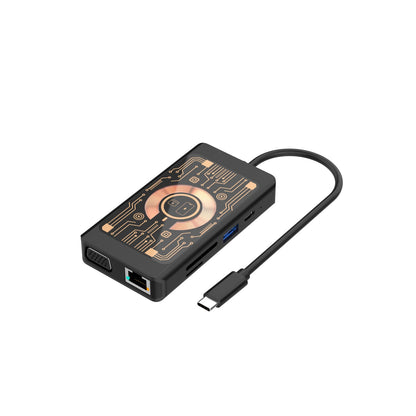 Hub USB-C con Ricarica Wireless QI Qualo QTPB5-HUB-18, 9in1, Grigio
