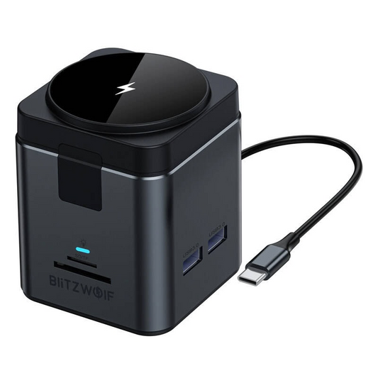 Hub USB-C con Ricarica Wireless QI BlitzWolf BW-TH17, 9in1, Nero