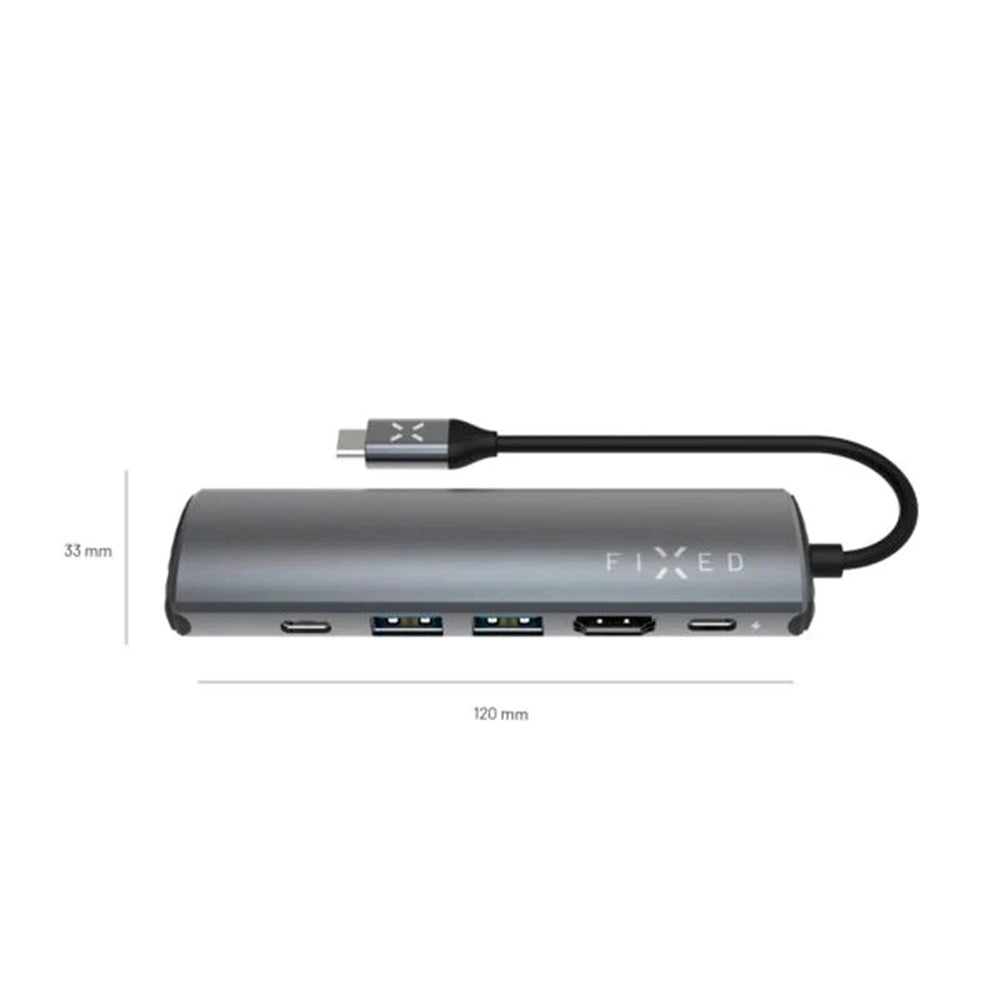 Hub USB-C Fixed Pro, 6in1, Grigio