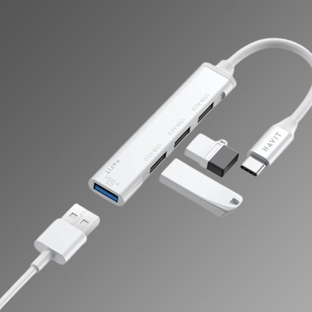 Hub USB-C HAVIT HB41, 4in1, Argento