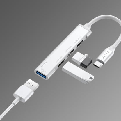 Hub USB-C HAVIT HB41, 4in1, Argento