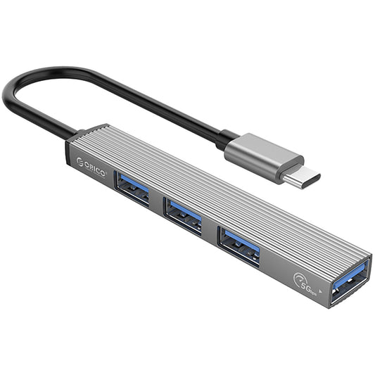 Hub USB-C Orico AH-A13, 1 x USB-A 3.0 - 3 x USB-A, Grigio